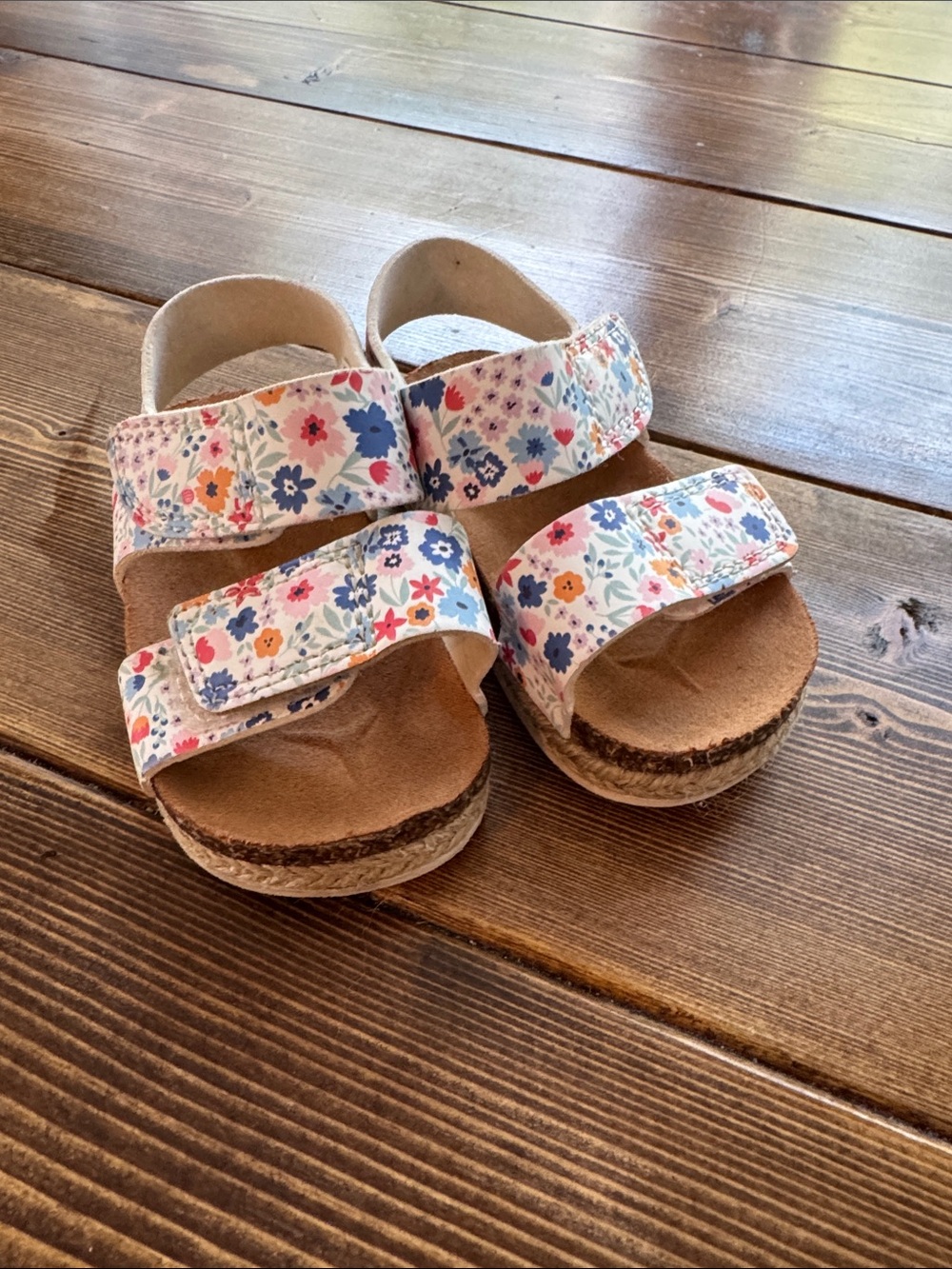 Kids Floral Double-Strap Sandals - Pink/Blue Floral